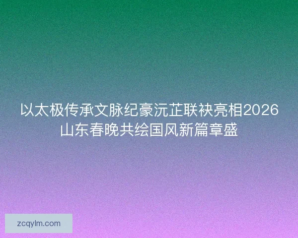 以太极传承文脉纪豪沅芷联袂亮相2026山东春晚共绘国风新篇章盛